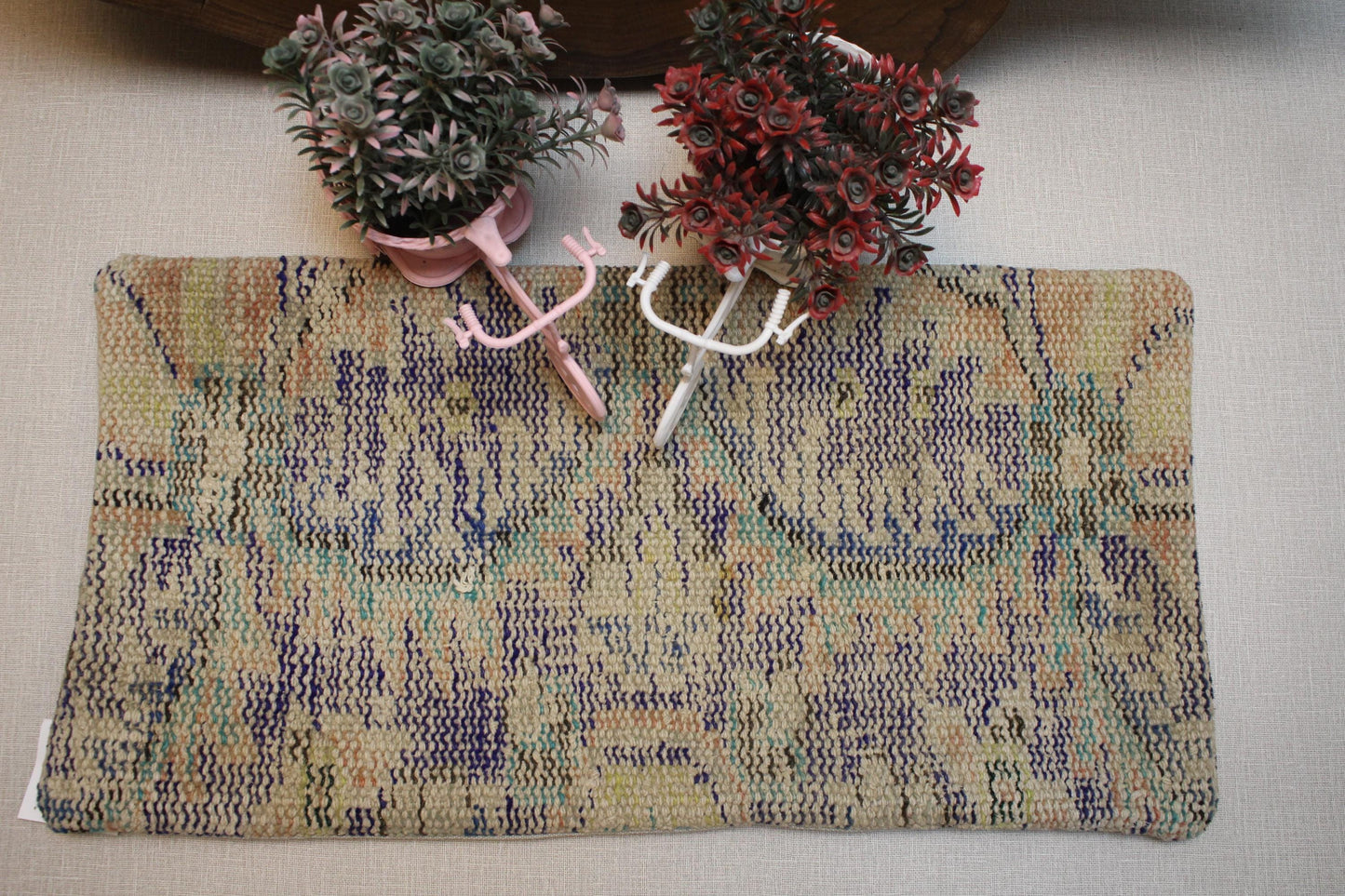 Handwoven Kilim Lumbar Pillow Cover: Boho Accent Pillow (12x24 in