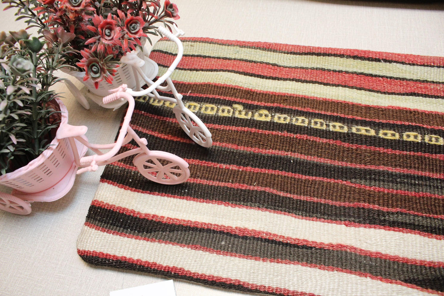 Handmade Kilim Pillow Cover: Boho Woven Wool Lumbar Pillow