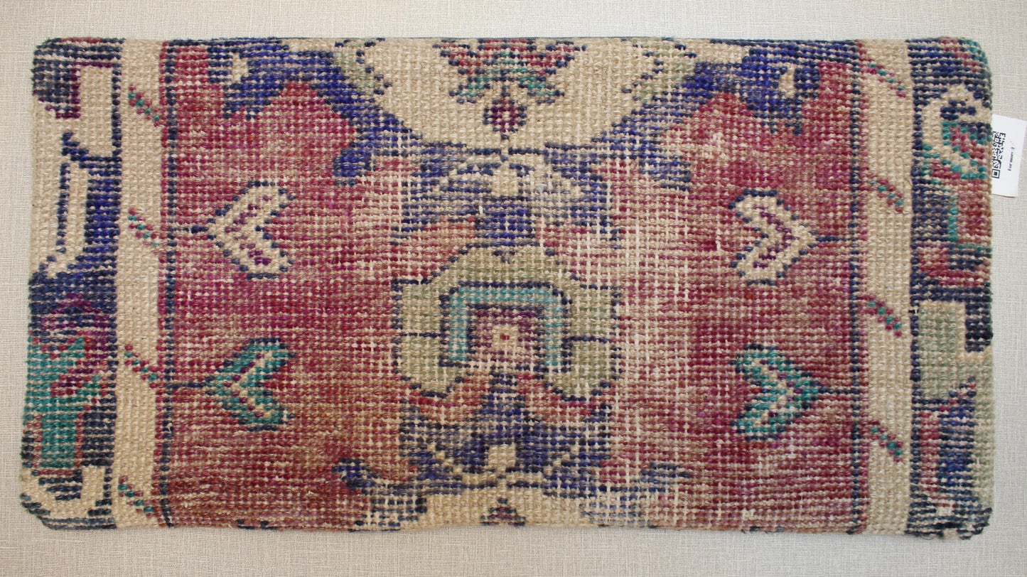 Handwoven Kilim Pillow Cover: Soft Pink, Purple & Teal Bohemian Accent