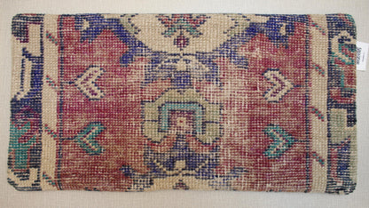 Handwoven Kilim Pillow Cover: Soft Pink, Purple & Teal Bohemian Accent