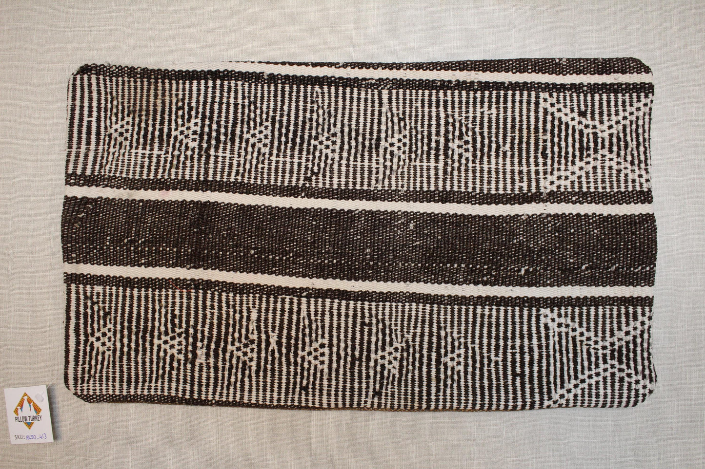 Handwoven Kilim Pillow Cover: Black & White Tribal Geometric Accent