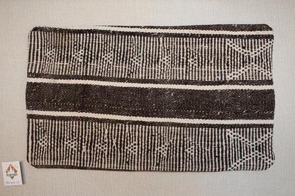 Handwoven Kilim Pillow Cover: Black & White Tribal Geometric Accent