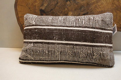 Handwoven Kilim Pillow Cover: Black & White Tribal Geometric Accent