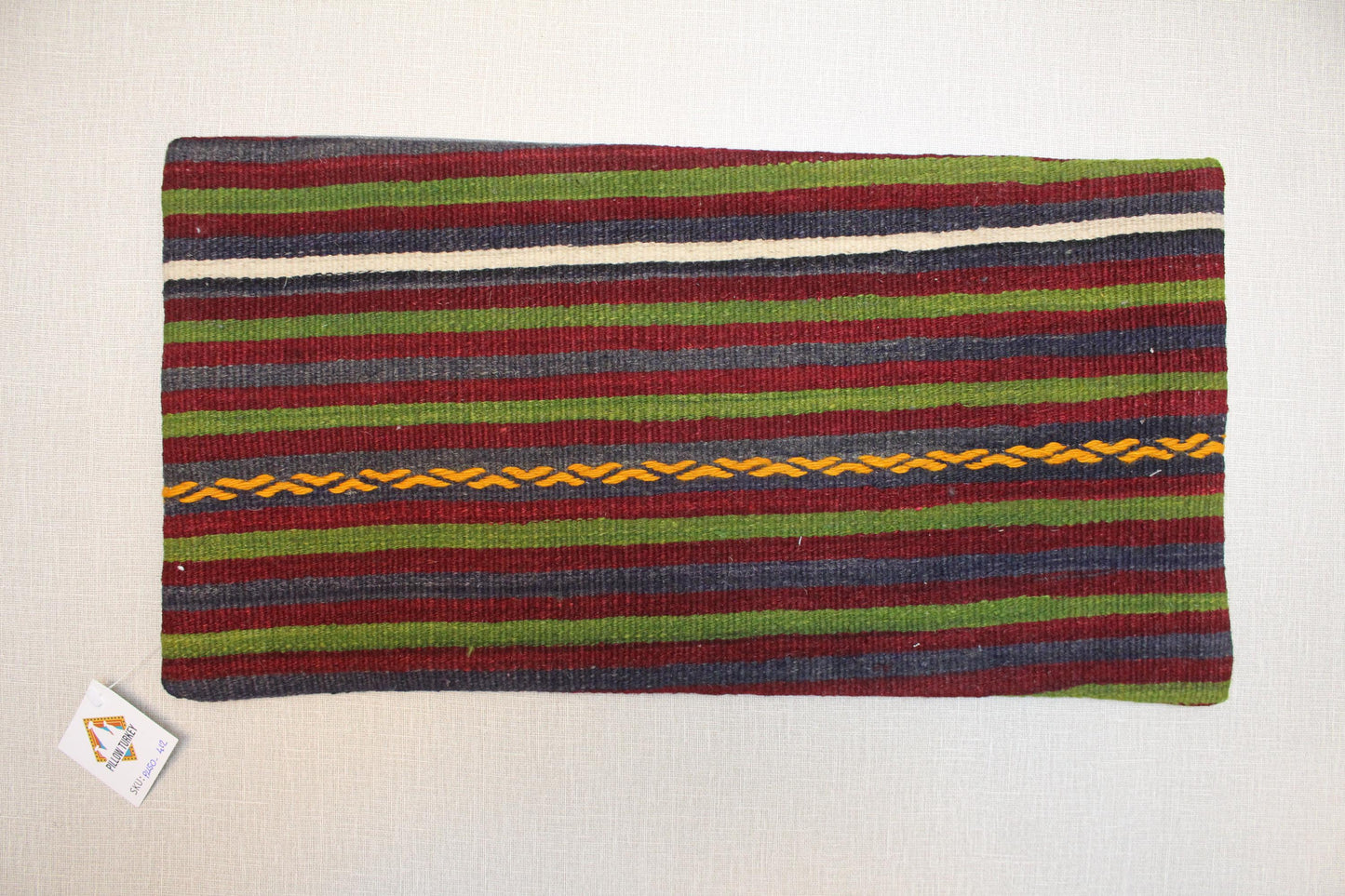 Handwoven Kilim Pillow Cover: Upcycled Wool, Boho Decor (16x24 in.)