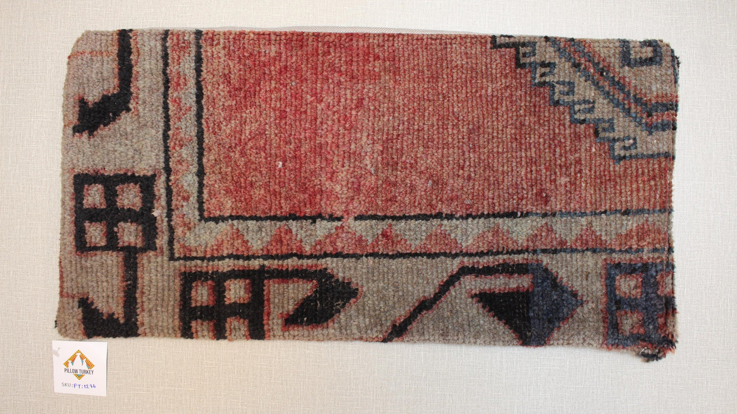 Handmade Turkish Kilim Pillow Cover: Upcycled Woven Rug, Tribal Design