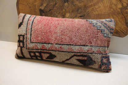Handmade Turkish Kilim Pillow Cover: Upcycled Woven Rug, Tribal Design