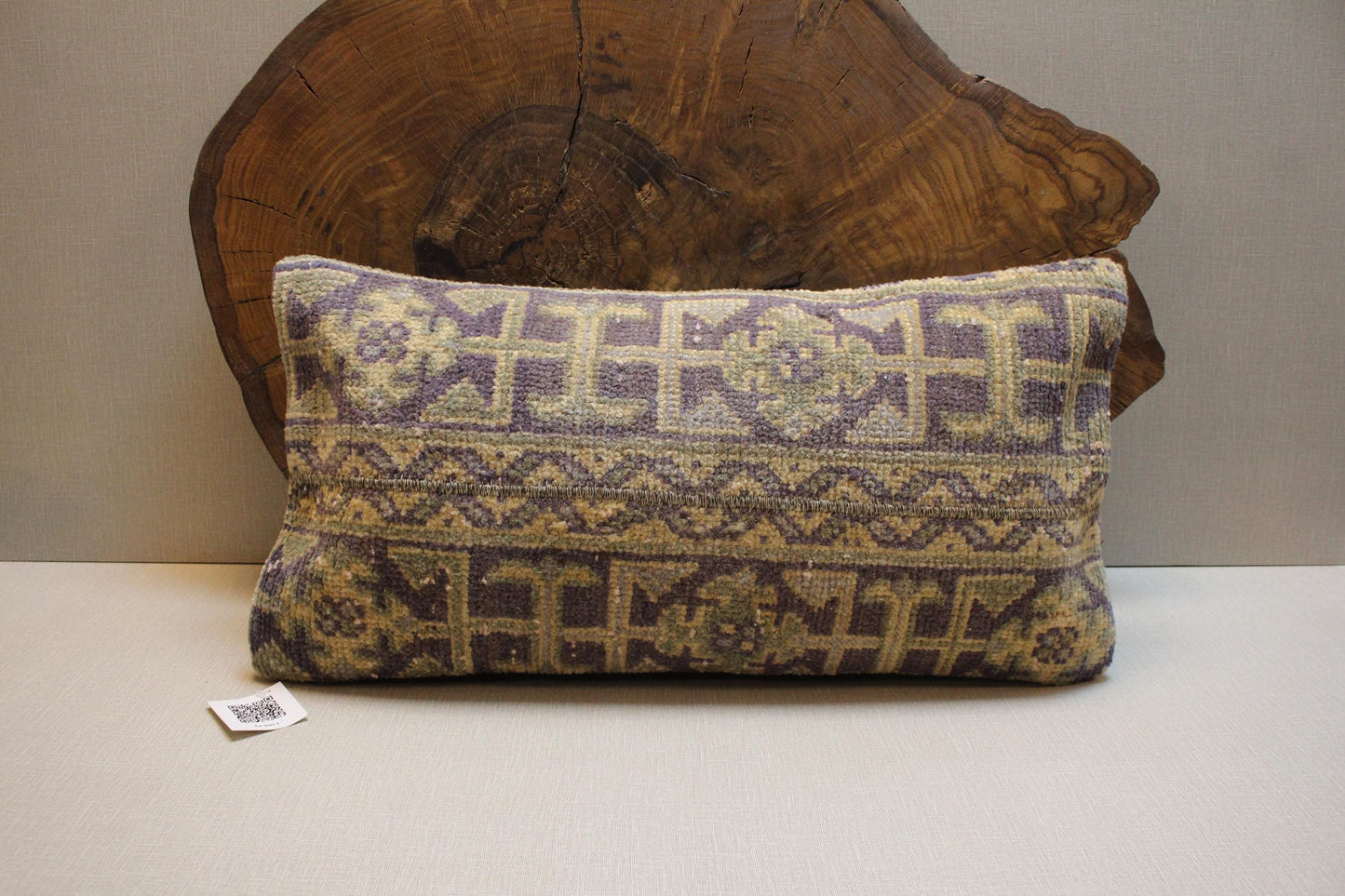 Vintage Turkish Kilim Pillow Cover: Olive, Mustard, Purple Geometric
