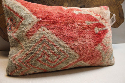 Upcycled Kilim Pillow Cover 16x24: Vintage Turkish Rug, Boho Lumbar Cushion