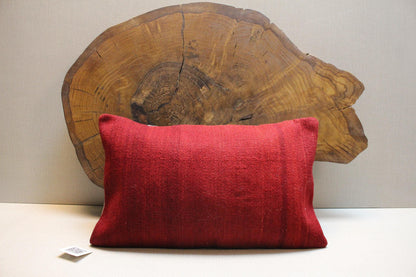 Handmade Kilim Pillow Cover 12x24: Upcycled Turkish Wool Rug