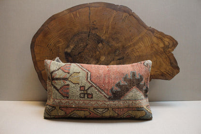 Handmade Kilim Pillow Cover 16x24: Upcycled Vintage Turkish Rug