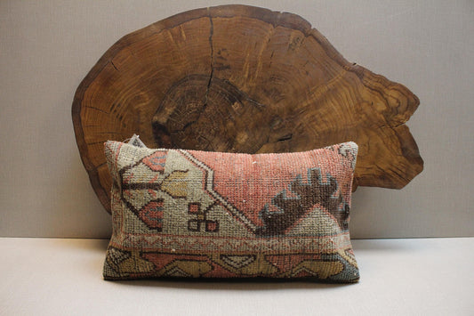 Handmade Kilim Pillow Cover 16x24: Upcycled Vintage Turkish Rug