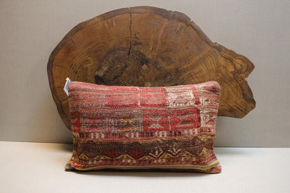 Handmade Kilim Pillow Cover 16x24: Vintage Turkish Rug Lumbar Cushion