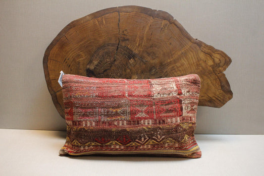 Handmade Kilim Pillow Cover 16x24: Vintage Turkish Rug Lumbar Cushion