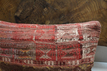 Handmade Kilim Pillow Cover 16x24: Vintage Turkish Rug Lumbar Cushion