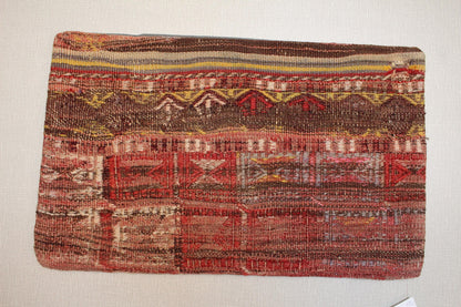 Handmade Kilim Pillow Cover 16x24: Vintage Turkish Rug Lumbar Cushion