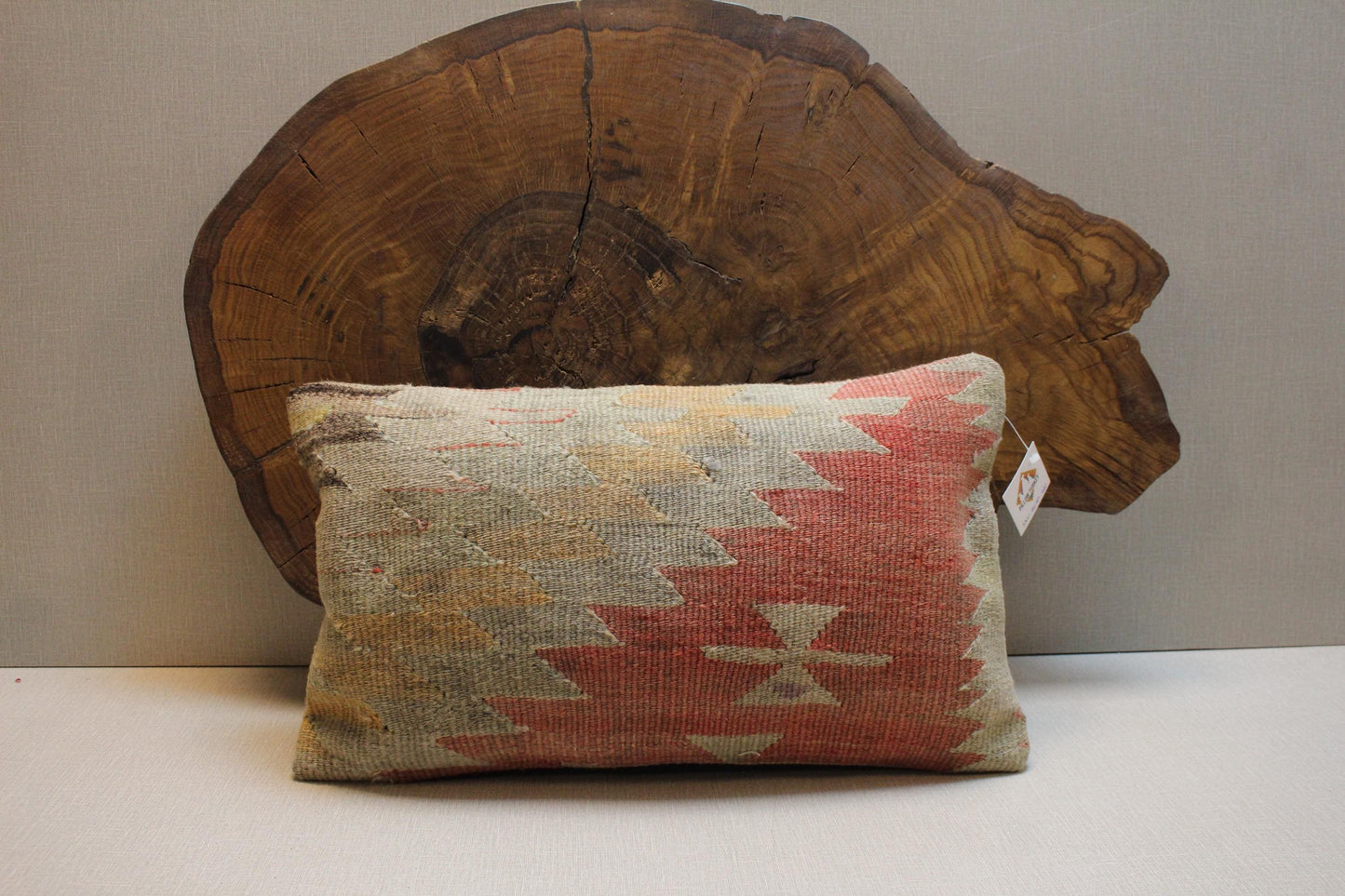 Vintage Turkish Kilim Lumbar Pillow Cover: Earthy Tribal Design