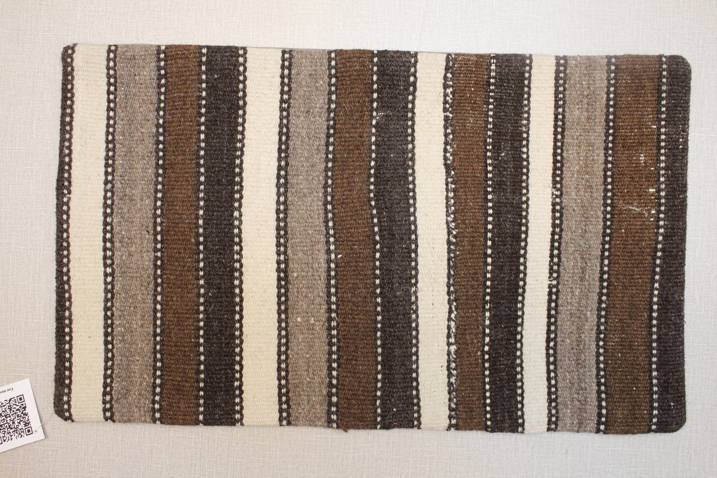Vintage Turkish Kilim Lumbar Pillow Cover: Brown, Cream & Gray, 12x20