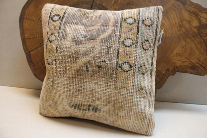 Handwoven Kilim Pillow Cover 16x16: Rustic Boho Throw Cushion