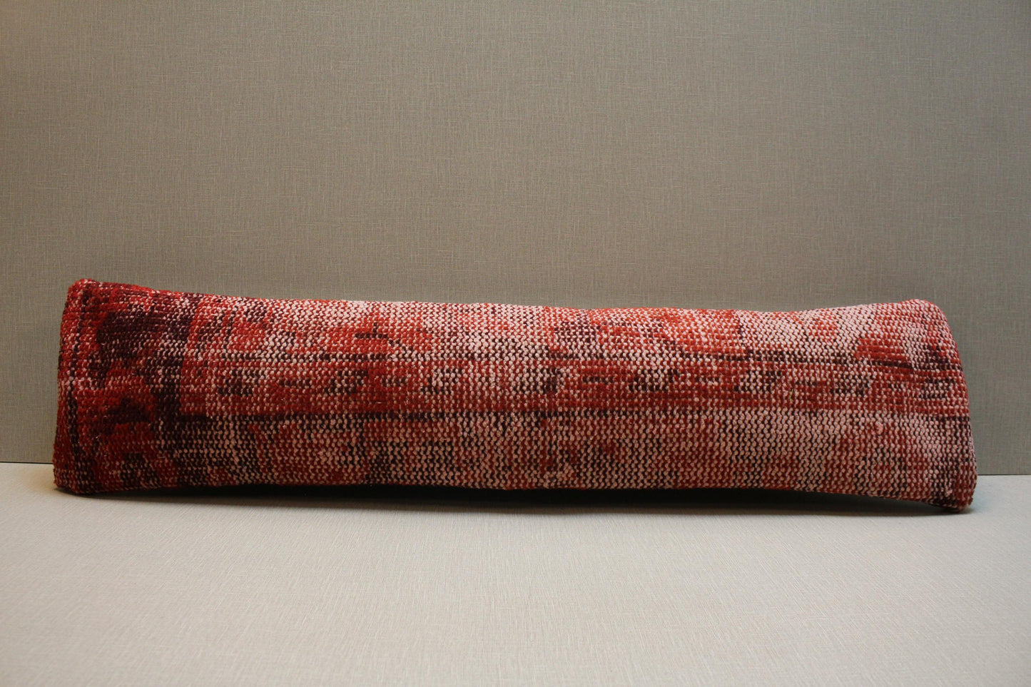 Handwoven Turkish Kilim Lumbar Pillow Cover: Red Rustic Boho Throw Pillow
