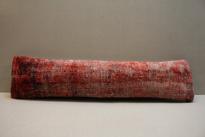 Handwoven Turkish Kilim Lumbar Pillow Cover: Red Rustic Boho Throw Pillow