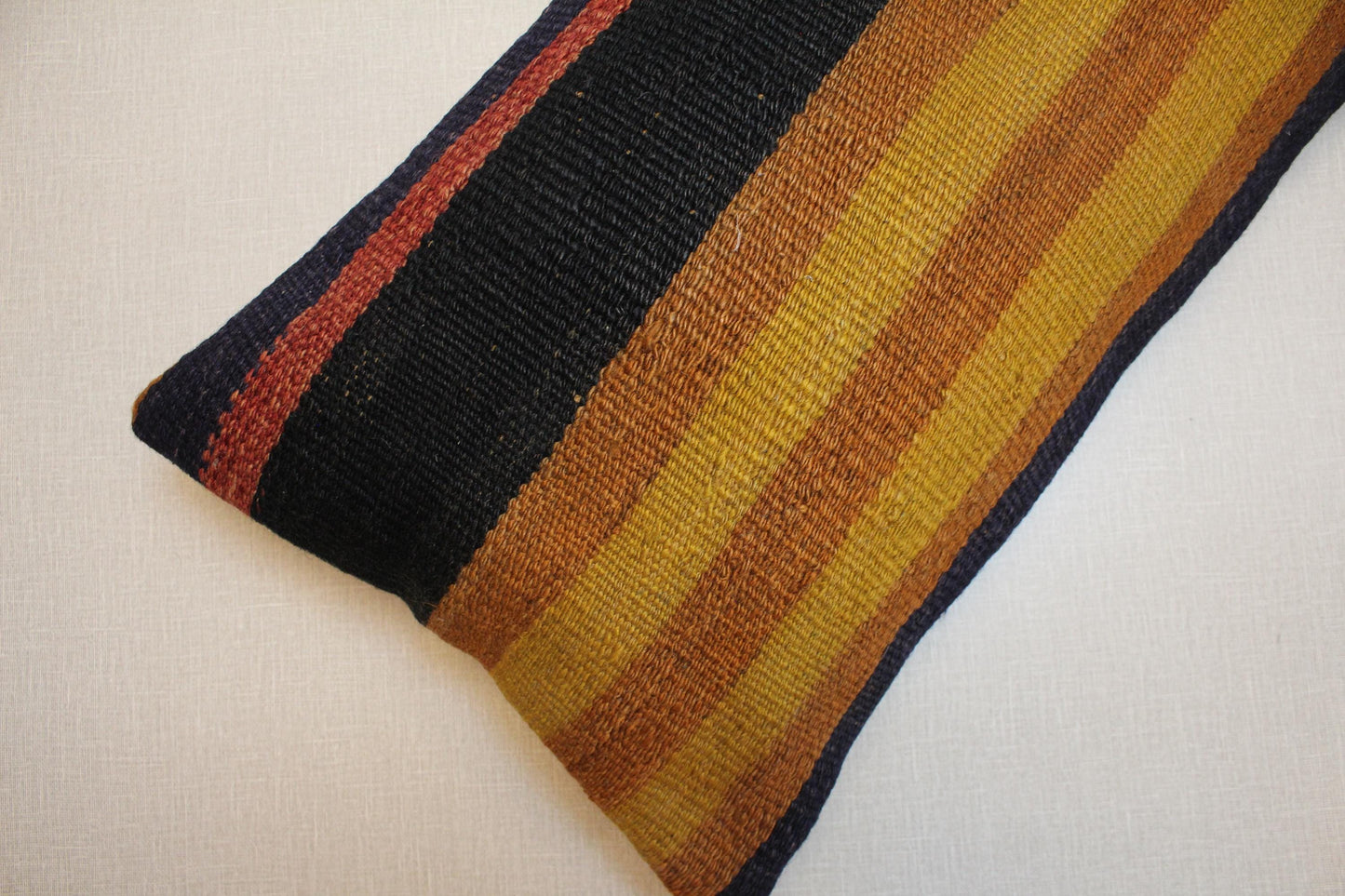 Vintage Turkish Kilim Pillow Cover 16x20: Boho Striped Throw Cushion