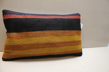 Vintage Turkish Kilim Pillow Cover 16x20: Boho Striped Throw Cushion