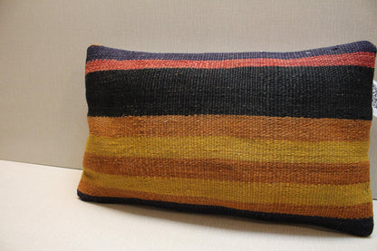 Vintage Turkish Kilim Pillow Cover 16x20: Boho Striped Throw Cushion
