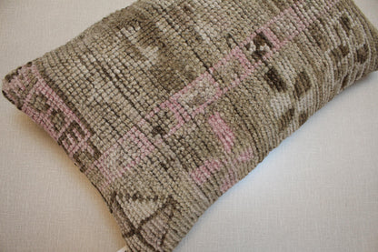 Handmade Kilim Pillow Cover 12x20: Brown Pink Tribal Boho Decor