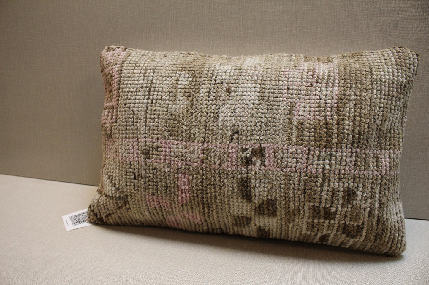 Handmade Kilim Pillow Cover 12x20: Brown Pink Tribal Boho Decor