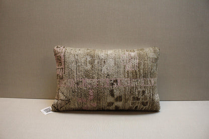Handmade Kilim Pillow Cover 12x20: Brown Pink Tribal Boho Decor