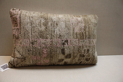 Handmade Kilim Pillow Cover 12x20: Brown Pink Tribal Boho Decor