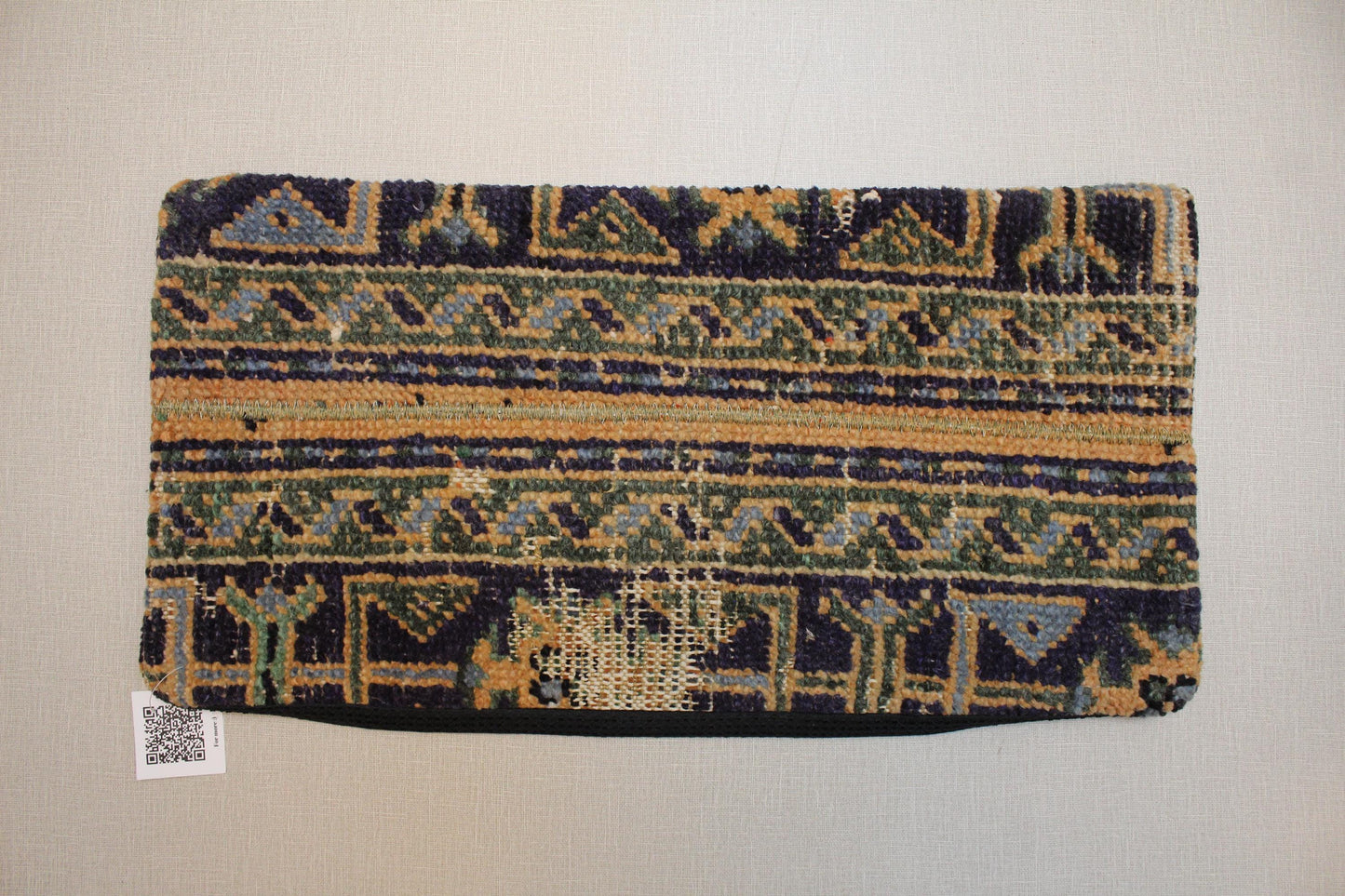 Vintage Turkish Rug Pillow Cover: Ethnic Woven Wool Lumbar Cushion (12x24 in.)