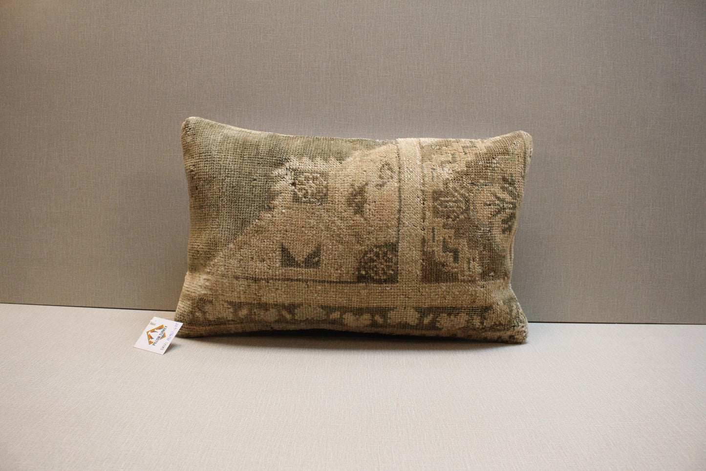 Handwoven Kilim Pillow – 12x20 Inch Organic Wool Cushion, Modern Boho Home Decor.