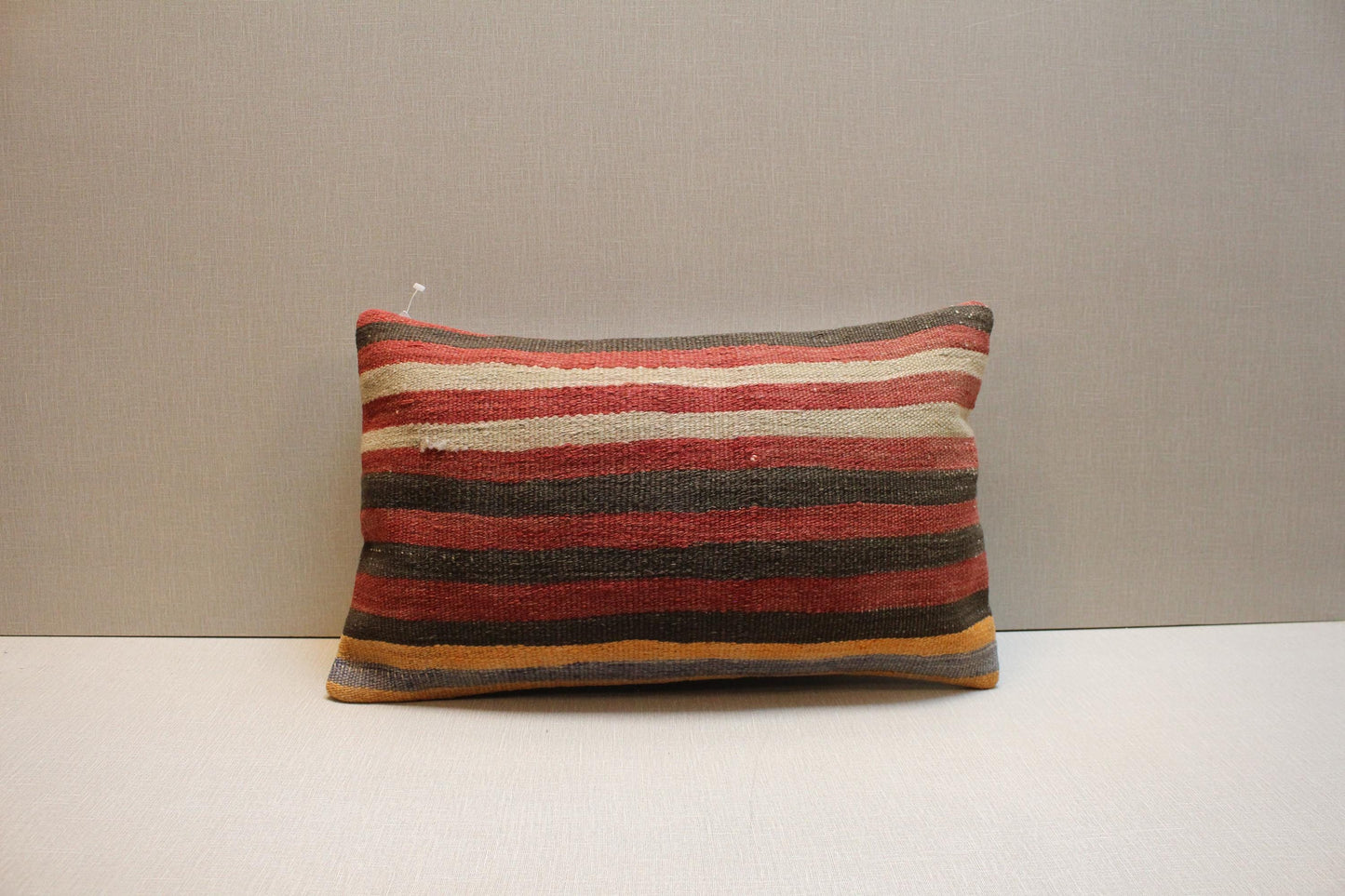 Handwoven Turkish Kilim Pillow Cover 12x24: Rustic Lumbar Cushion