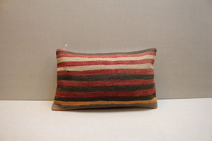 Handwoven Turkish Kilim Pillow Cover 12x24: Rustic Lumbar Cushion
