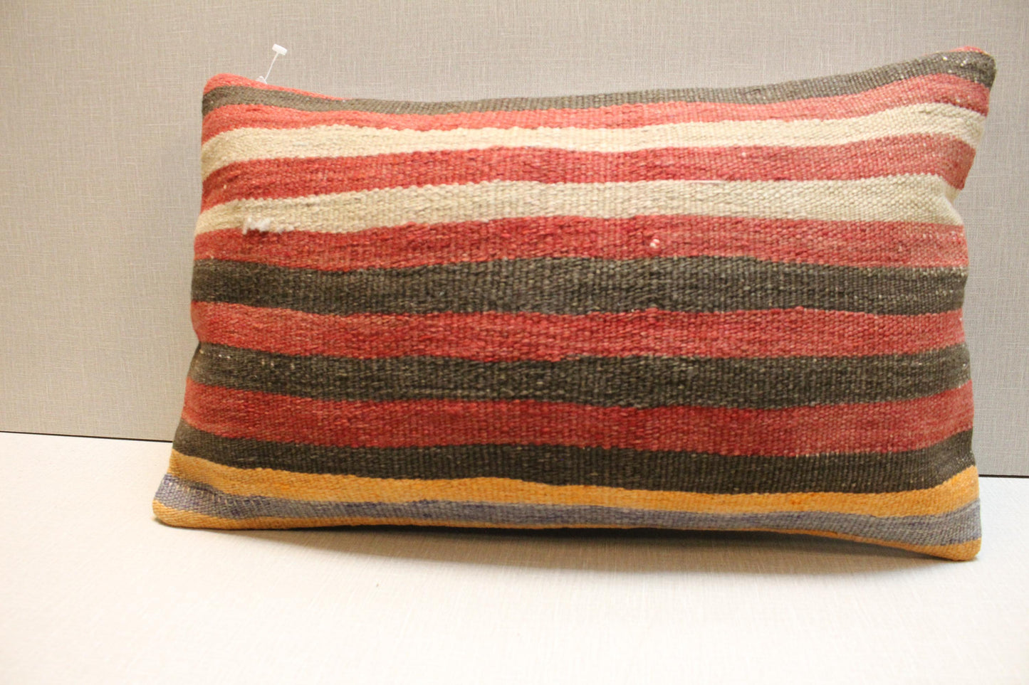 Handwoven Turkish Kilim Pillow Cover 12x24: Rustic Lumbar Cushion