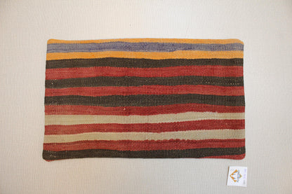 Handwoven Turkish Kilim Pillow Cover 12x24: Rustic Lumbar Cushion