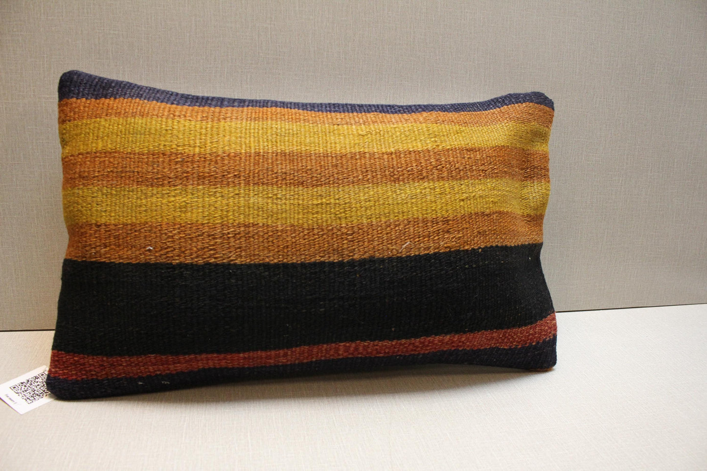Handwoven Kilim Lumbar Pillow Cover 12x24: Boho Farmhouse Decor