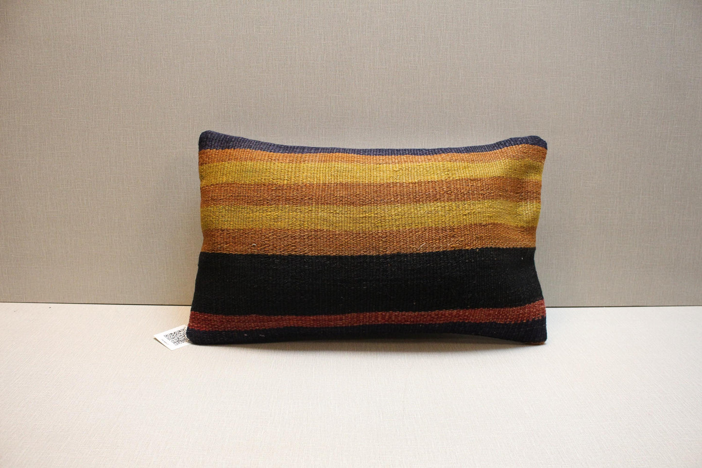 Handwoven Kilim Lumbar Pillow Cover 12x24: Boho Farmhouse Decor