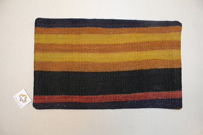 Handwoven Kilim Lumbar Pillow Cover 12x24: Boho Farmhouse Decor