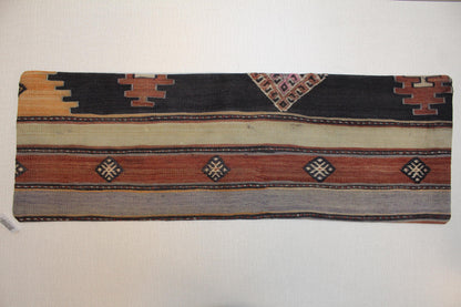 Handwoven Turkish Kilim Lumbar Pillow Cover 12x36: Rustic Boho Decor