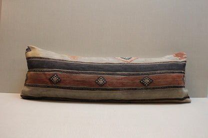 Handwoven Turkish Kilim Pillow Cover 12x36: Rustic Lumbar Cushion