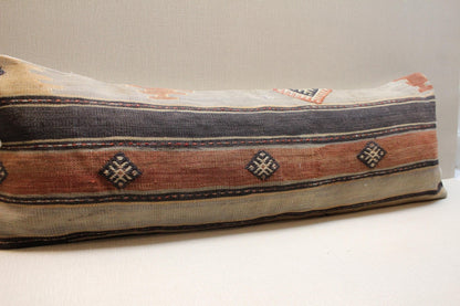 Handwoven Turkish Kilim Pillow Cover 12x36: Rustic Lumbar Cushion