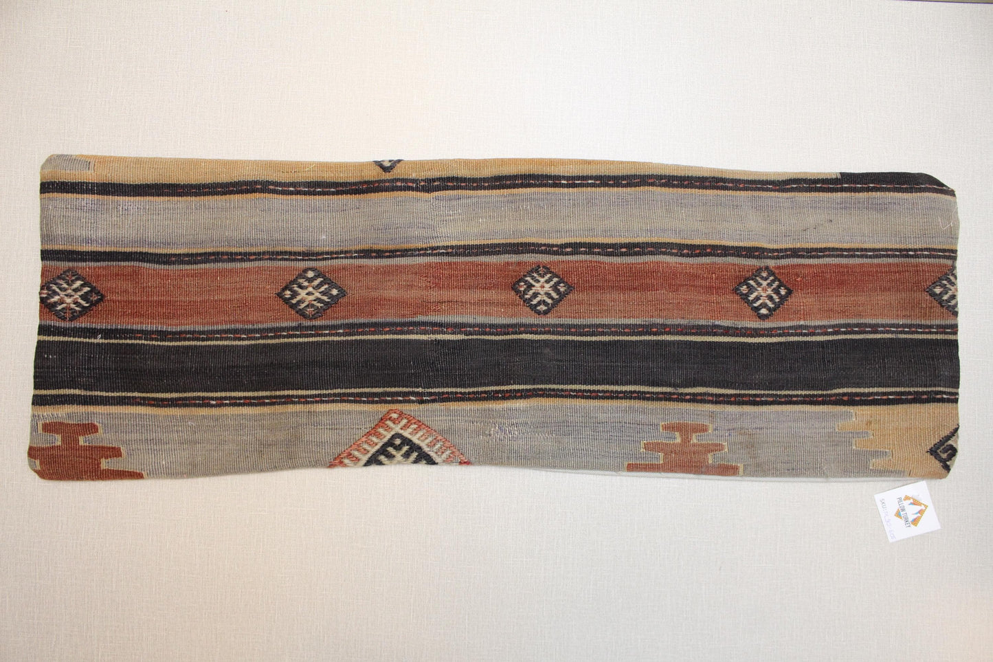 Handwoven Turkish Kilim Pillow Cover 12x36: Rustic Lumbar Cushion