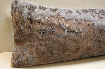 Handwoven Turkish Kilim Pillow Cover 12x36: Rustic Boho Lumbar Cushion