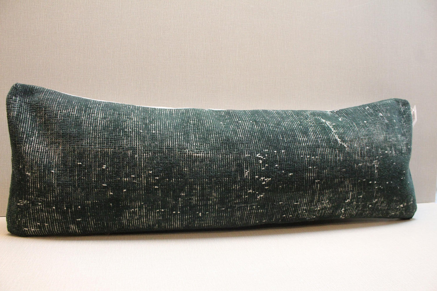 Handwoven Turkish Kilim Pillow Cover 12x36: Emerald Green Lumbar Cushion