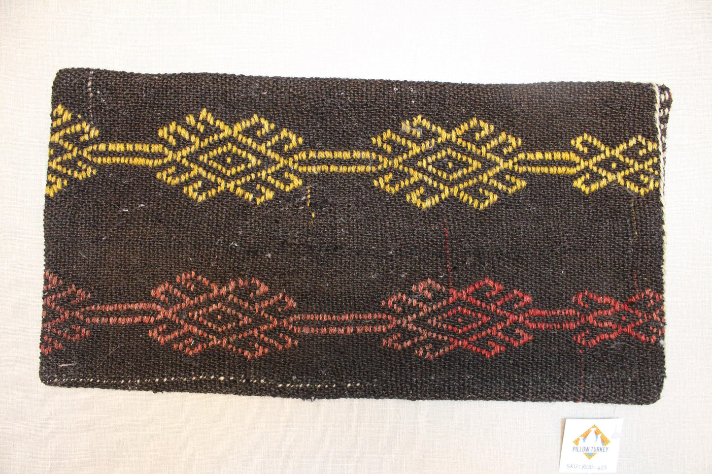 Handwoven Kilim Lumbar Pillow Cover 12x20: Boho Farmhouse Decor