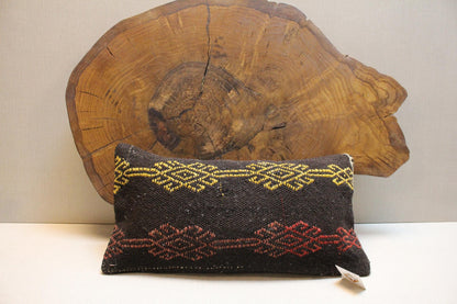 Handwoven Kilim Lumbar Pillow Cover 12x20: Boho Farmhouse Decor