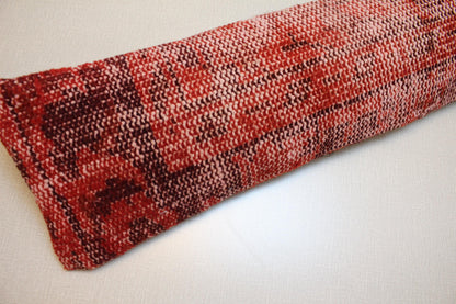 Handwoven Turkish Kilim Lumbar Pillow Cover: Red Rustic Boho Throw Pillow