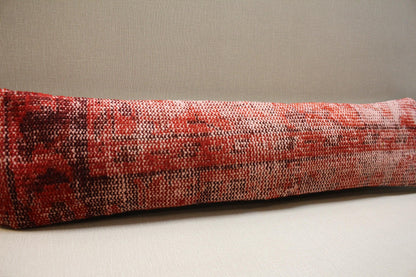 Handwoven Turkish Kilim Lumbar Pillow Cover: Red Rustic Boho Throw Pillow
